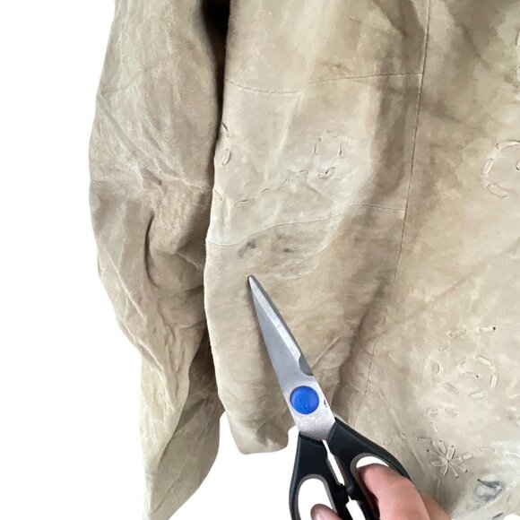 Coldwater Creek Tan Boho Western Embroidered 100% Leather Jacket XL Flower Detai - Picture 8 of 11